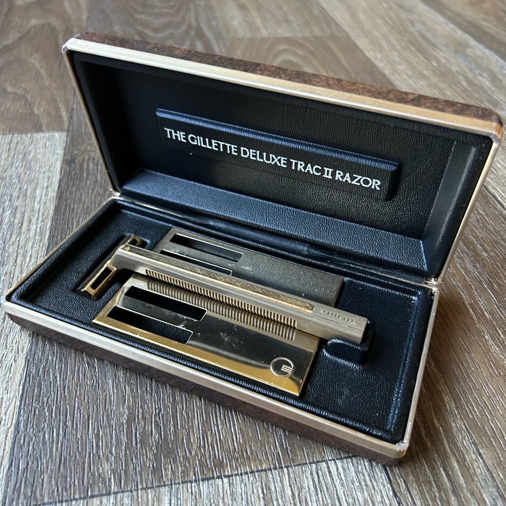 Antique Gillette Deluxe Trac II Razor - Gold